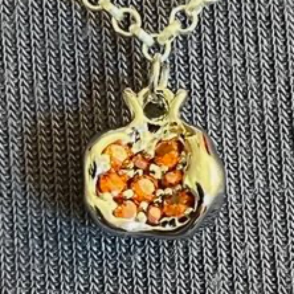 Persephone Greek Roman Goddess Pomegranate and Seeds Handmade Silver Necklace - Picture 4 of 16